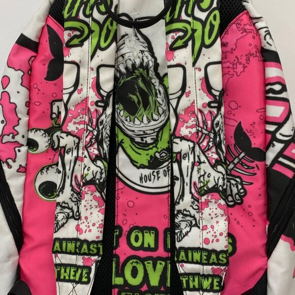 The Soap Girls Neon Pink & Green adjustable straps Signed Punk skater Backpack - Picture 4 of 4